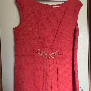 Coral textured dress with gold accent